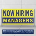 thumbnail image 3 of Now Hiring Managers 13 oz Heavy Duty Vinyl Banner General Manager Jobs Available Help Wanted Sign for Business Advertising Indoor/Outdoor Single-Sided with Metal Grommets (2x5 ft, Ye & Bl), 3 of 6