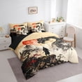 thumbnail image 2 of Metsweet Dragon Samurai Full Size Bedding Sets 7 Pieces, Japanese Style Full Size Bed in a Bag, Black Red Beige,Black Reversible, 2 of 6