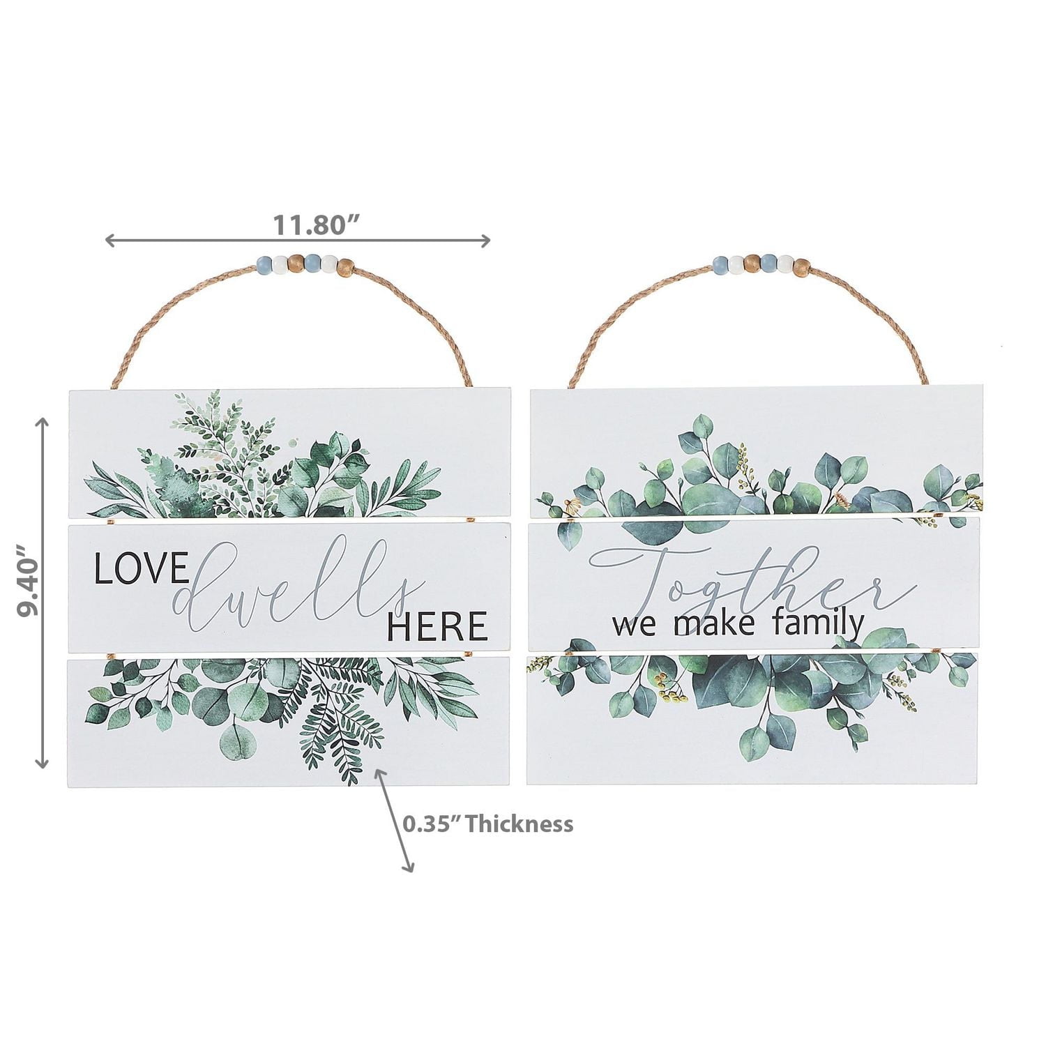 IH Casa Decor Mdf Wall Sign Love Dwells Here/Together Asstd - Set of 2