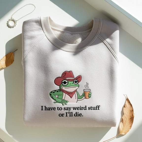 I Have To Say Weird Stuff Or I Will Die Shirt, Funny Shirt, Embroidered Humor Sweatshirt, Frog Shirt, Unhinged shirt, Best Friend Shirt