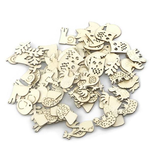 letairis 200x Animal Flower Leaf Pattern Multi-function DIY Pendant Handmade Practical Home Decoration Scrapbooking Craft Wooden Ornament