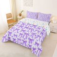 thumbnail image 2 of Manfei Cute Purple Bowtie Full Size Comforter Sets,Fashion Bowknot Heart Print Bedding Comforter Set,Colorful Stars Reversible,3pcs,1 Comforter and 2 Pillowcases, 2 of 7