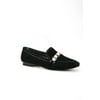 Pre-owned|Carvela Womens Suede Pearl Gold Studded Slide On Loafers Black Size 40 10