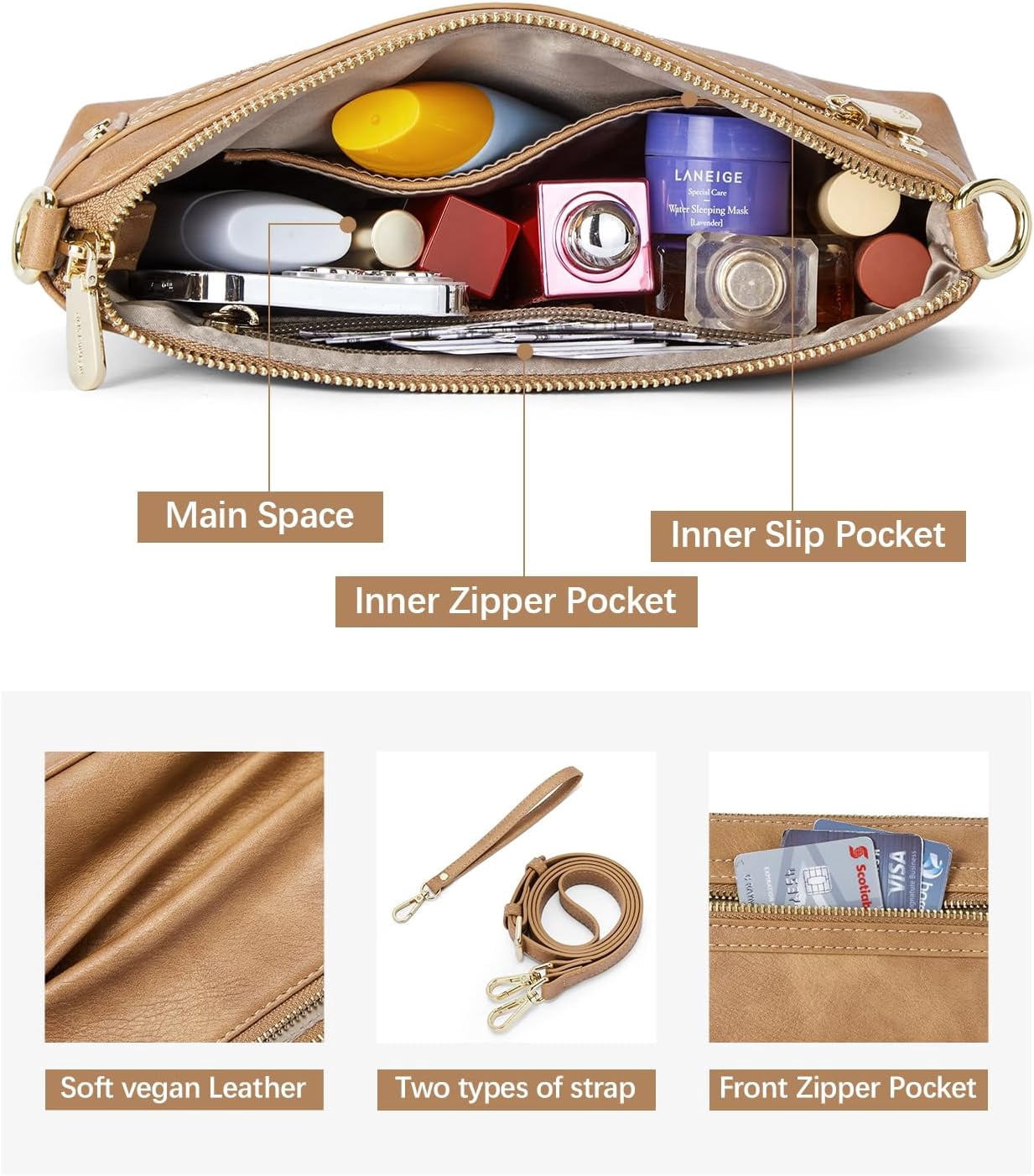 Small Purses for Women Crossbody Bags Leather Wristlet Purses Envelope Clutch Purse