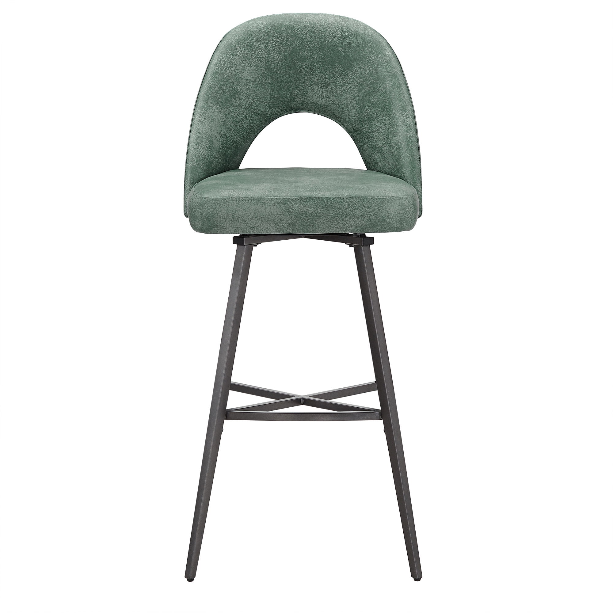 Weston Home Krista 29" Metal Swivel Mid-Back Bar Stools, Set of 2, Teal