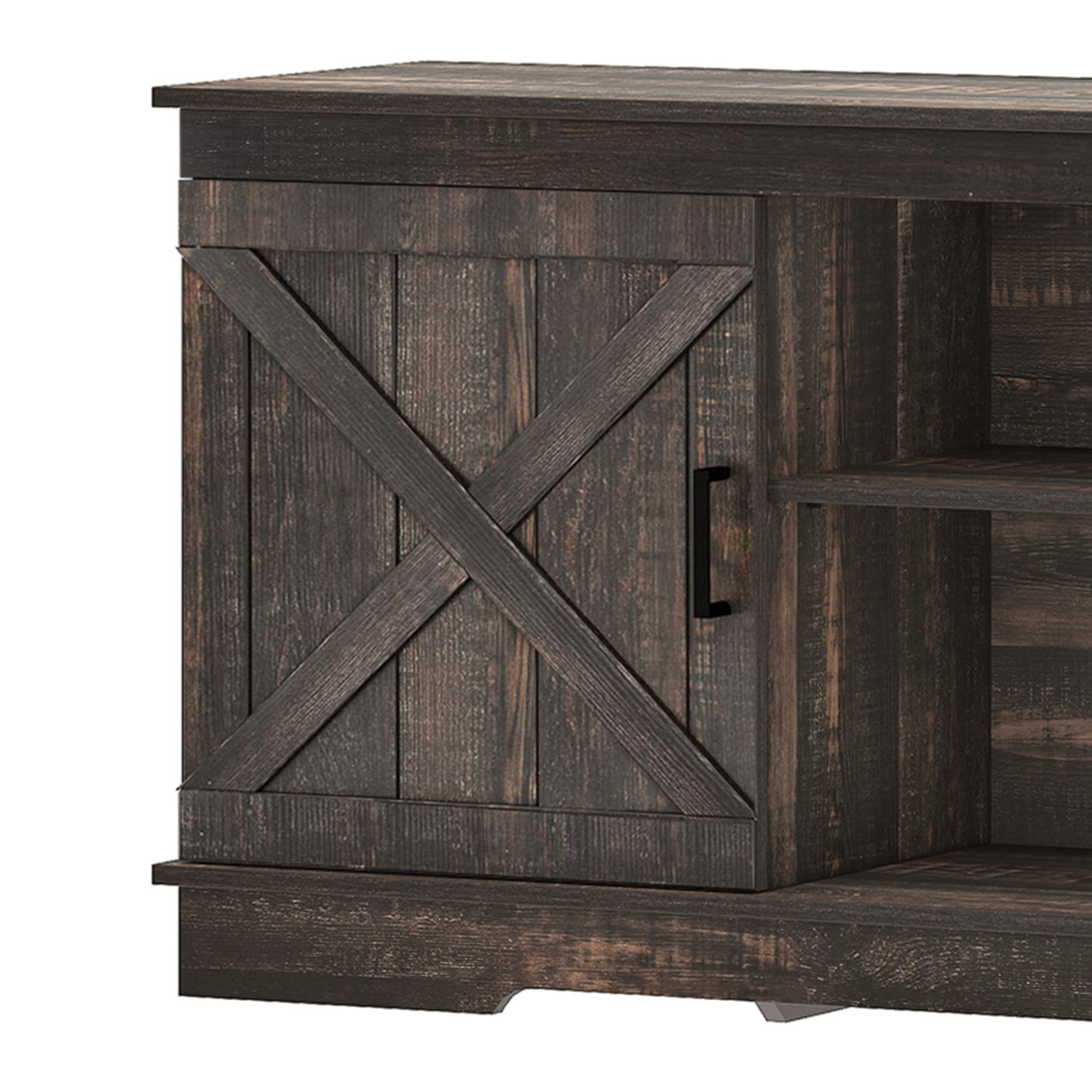 Uforic Farmhouse TV Stand for up 65" TVs, Entertainment Center Console Table for Living Room, Dark Oak