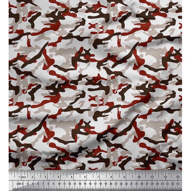 Soimoi Cotton Poplin Fabric Two Tone With White Camouflage Print Sewing Fabric Yard 56 Inch Wide