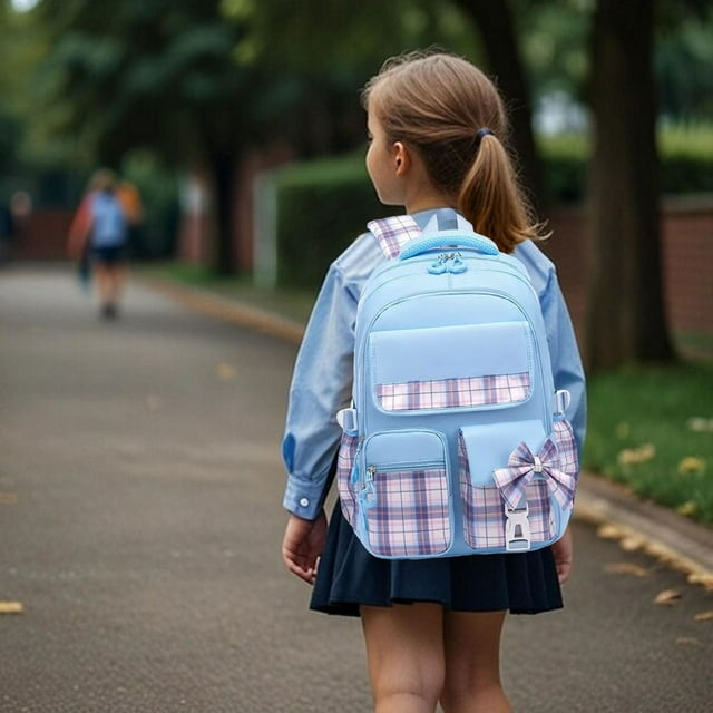 Dvkptbk Storage Cute Girls' Lightweight Backpack with Bowknot Suitable for Primary and Junior Good School Students Home Essentials
