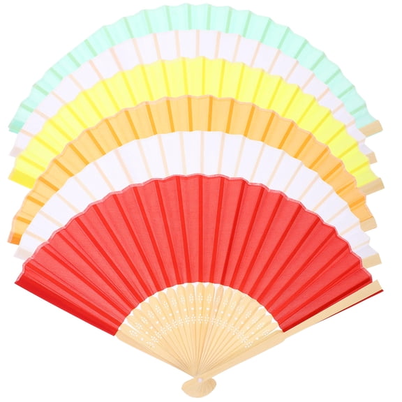 WHAMVOX Multi Color Handheld Folding Fans for Women Decorative Bamboo Cloth Design Ideal for Events and Summer Travel 6pcs