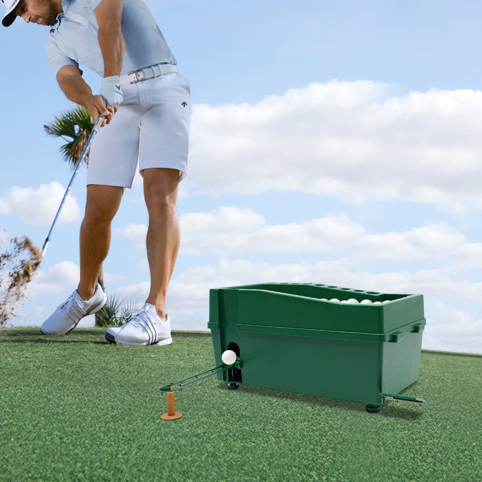 1 PCS 62*32*32cm/24.4*12.6*12.6in Automatic Golf Tee Machine, Green