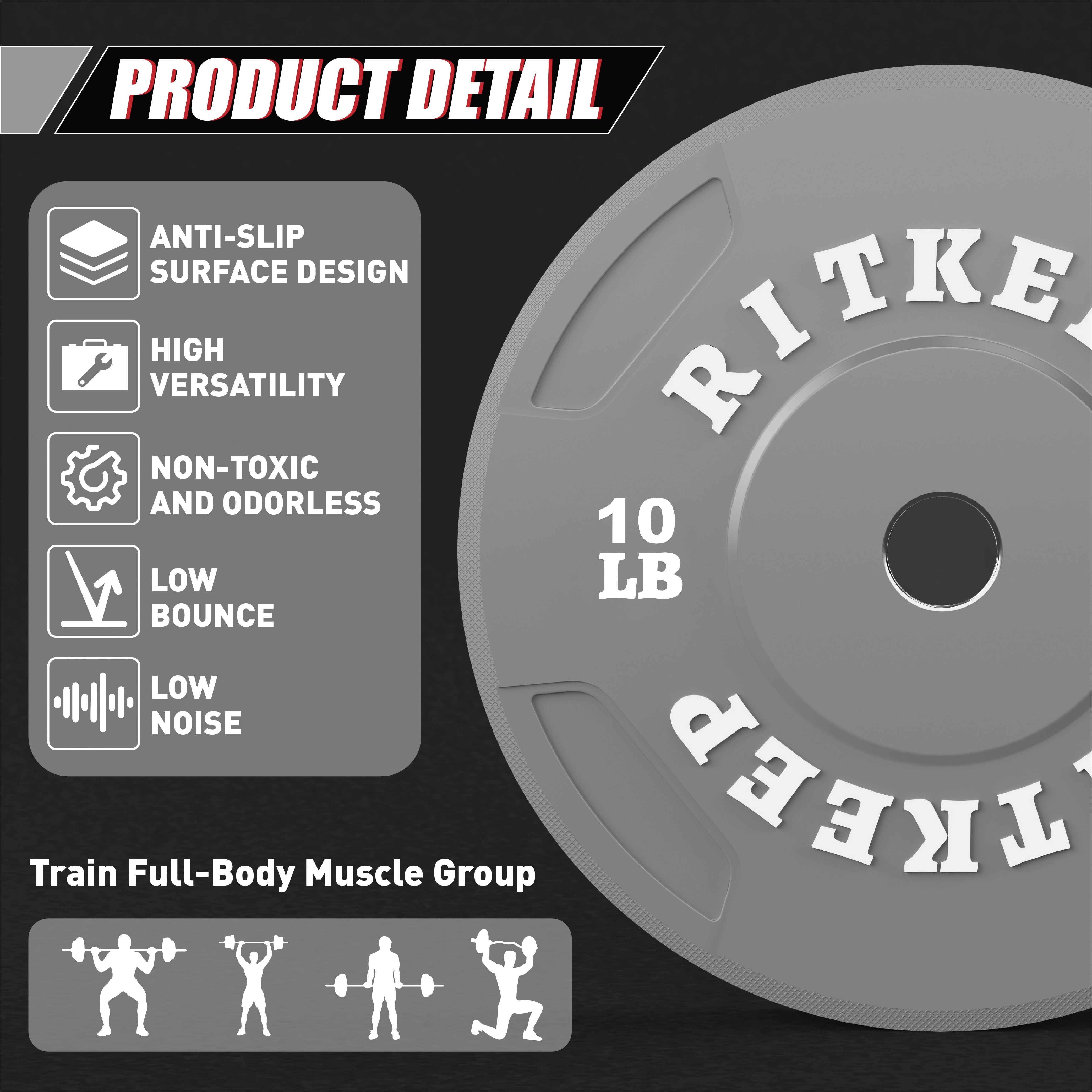 Ritkeep 2" Olympic Low Bounce Rubber Bumper Weight Plates for Home Gym