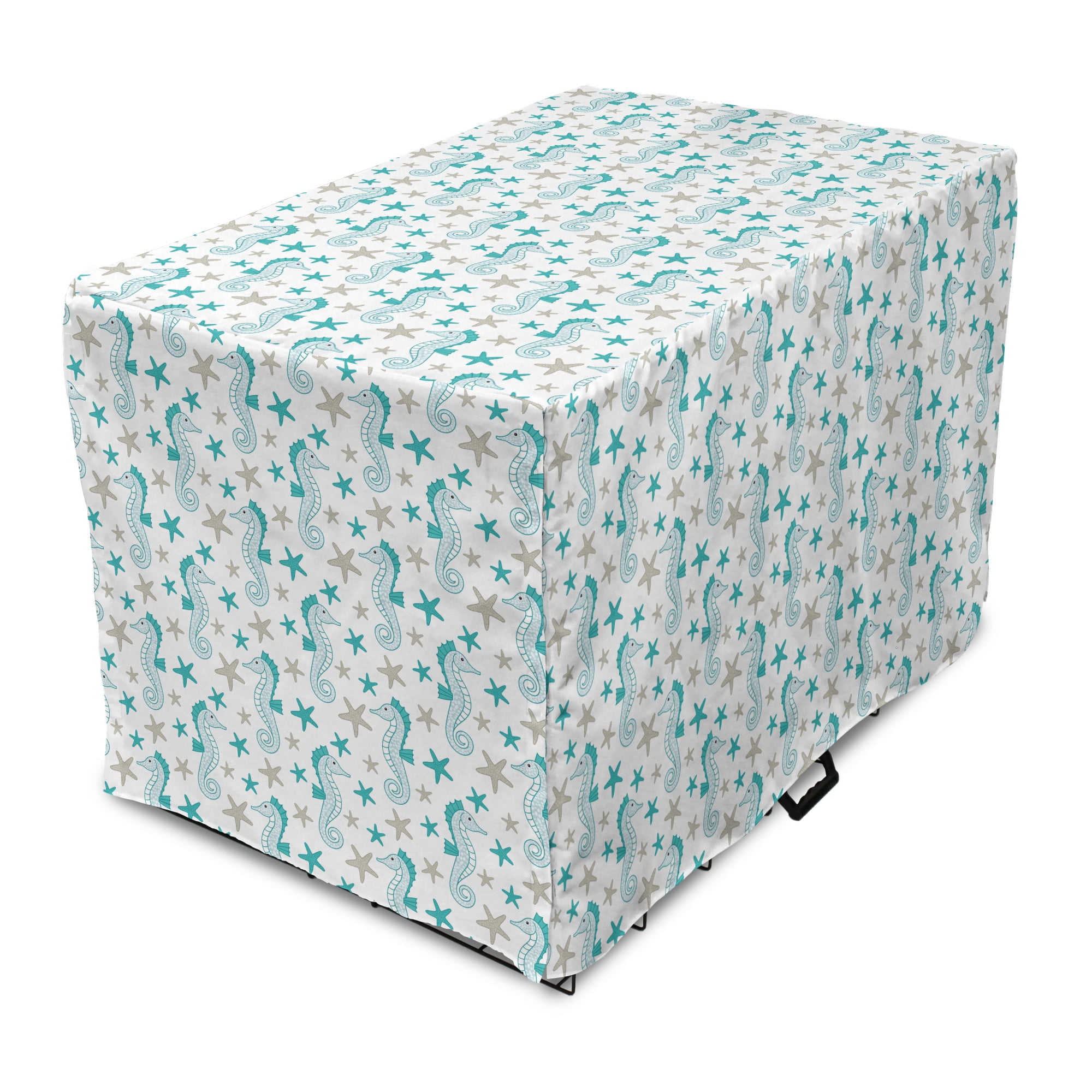 Nautical Dog Crate Cover, Underwater Themed Pattern of Seahorses and ...