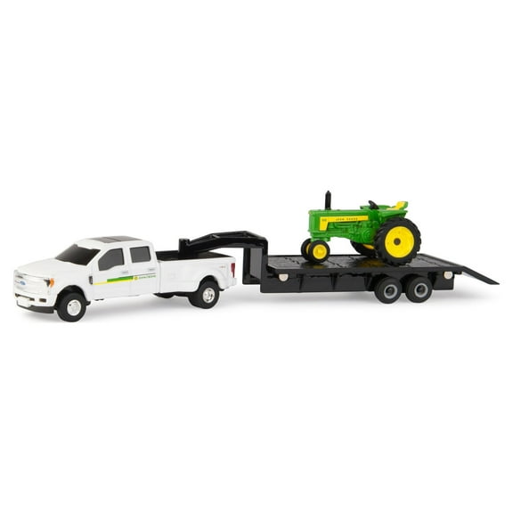 John Deere 1:64 Scale 530 Tractor with Ford F350 Dealer Truck and Trailer
