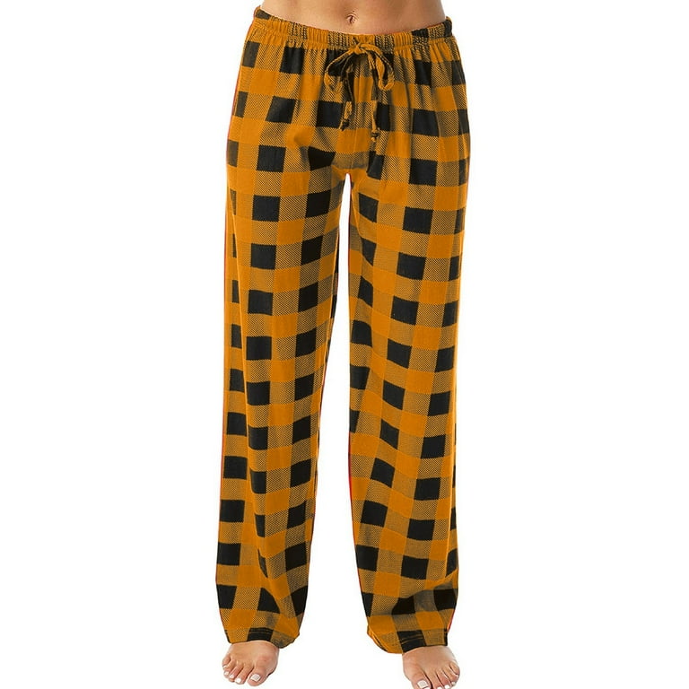 Women Buffalo Plaid Pajama Bottoms with Pockets Drawstring Plaid Sleepwear  Pants Loose Stretch Lounge Sleepwear Nightwear Trousers 