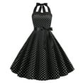 thumbnail image 3 of DHFJKG Dresses For Women Polka Dot Vintage 1950s Retro Swing Party Dress Halter Flowy A Line Midi Stylish Dresses, 3 of 5