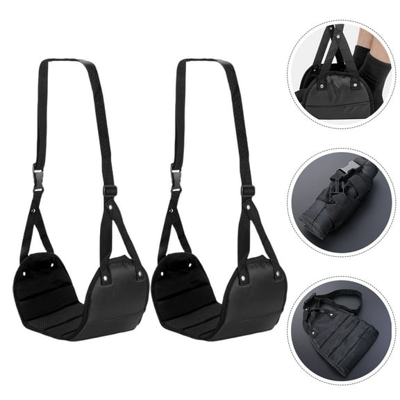 RENACLIPY 2-Pack Adjustable Foot Rest for Air Travel Plane Hammock Black Sponge Comfortable Support