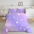 thumbnail image 2 of Psoiuetr Gradient Butterfly Glitter Bedding Set for Kids Girls Teens Queen Size Galaxy Rainbow Comforter Set Pink Purple 3Pcs, 2 of 7