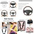 thumbnail image 5 of Jeiento Cherry 15 Piece Car Seat Covers Full Set Daisy Steering Wheel Cover Safe Belt Pads Trash Bin Rearview Mirror Cover Coasters Keychain Car Vent Organizer Pink Car Decoration for SUV Sedan, 5 of 7