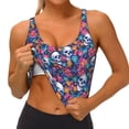 thumbnail image 3 of Daiia Skull Daisy Printed Women's Sports Bra, Breathable Activewear Bra with U-Back Design and Removable Pads, Comfortable and Supportive for Yoga, Workout-Large, 3 of 8