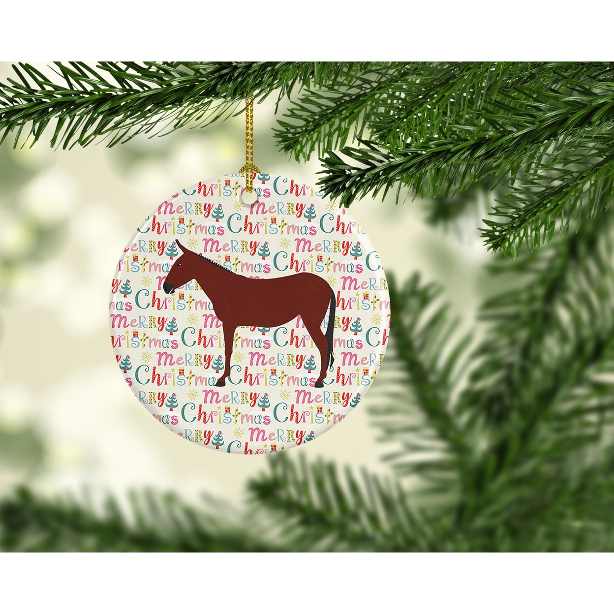 Hinny Horse Donkey Christmas Ceramic Ornament 2.8 in x 2.8 in