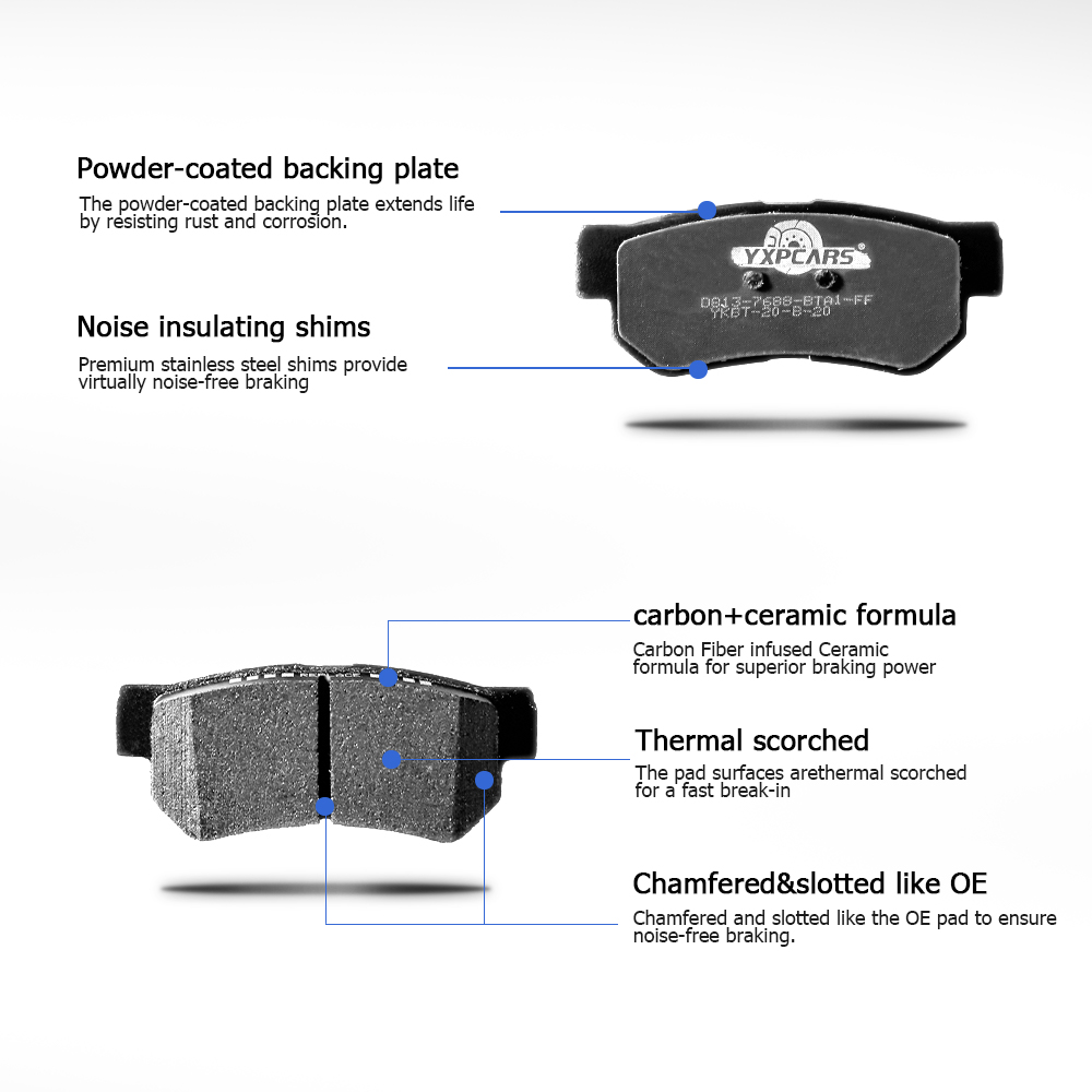 Front & Rear Ceramic Brake Pads Kit For Hyundai Kia – Elantra, Sonata, Soul, Amanti, Azera – Low Dust, Quiet, HENZIKON