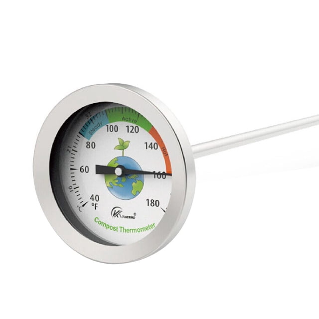 Mosiee 54Mm Soil Thermometer Compost Soil Tester Meter Probe Stainless Steel Temperature Monitor Measure Fertilizer Water Temperature
