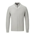 thumbnail image 2 of Zip-Up Cardigan Sweaters for Men Slim Long Sleeve Knitted Jackets Casual Solid Color Stand Collared Stretchy Thermal Warm Work Outerwear Coats, 2 of 7