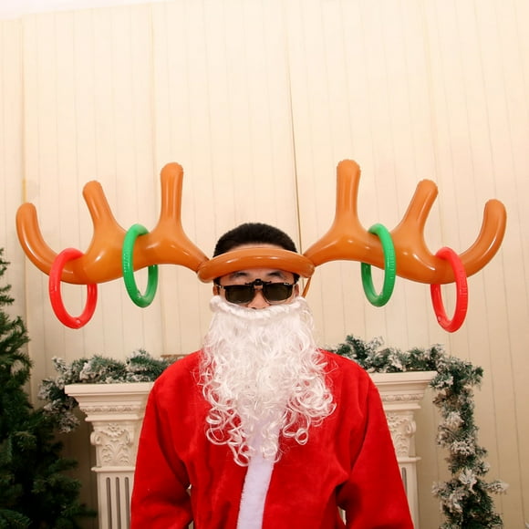 EQWLJWE Inflatable Reindeer Antler Ring Toss Game,Christmas Games Ring Toss for Christmas Party Games, Inflatable Reindeer Ring Toss Game with Antlers and 4 Rings, Family Christmas Party Games