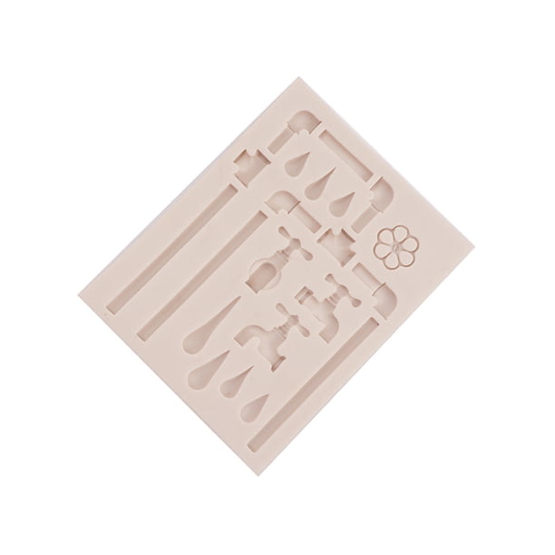 Molde de silicona Ounissouiy para fondant tubos grifos galleta herramienta para hornear gris