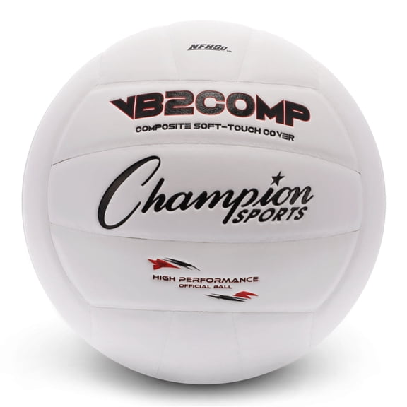 Champion Sports VB Pro Comp Series Indoor Volleyball,Official Size-Durable,Soft-Touch Volleyballswith Composite Synthetic Leather Cover-Premium Volleyball Equipment&Gear-White/White,VB2,One Size