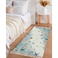 thumbnail image 3 of Area Rug with Tassels 2' x 5', Watercolor Blue Starfish Kitchen Runner Rug for Hallway Bedroom Throw Rugs, Classic Marine Life Corals Soft Door Mat for Bathroom Entrance Living Room, 3 of 9