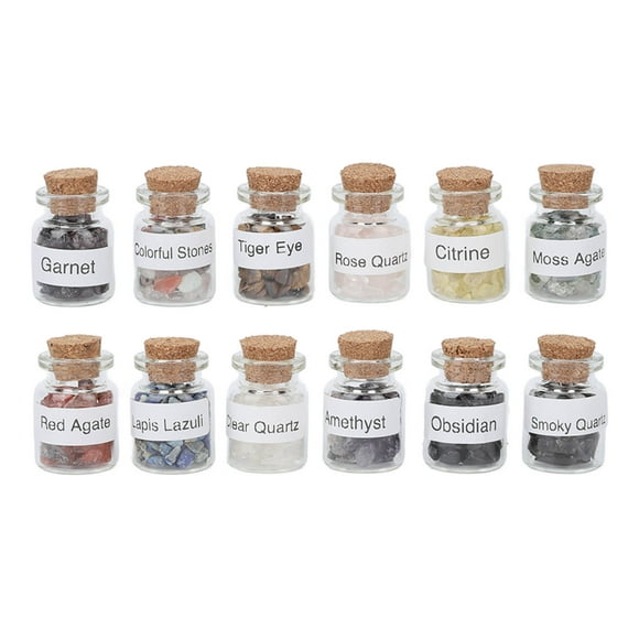 Crystal Stone Chip Bottles,12pcs Crystal Stone Chip Crystals Healing Stone Bottle Crystal Wishing Bottles Built to Last