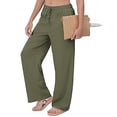 thumbnail image 4 of Hueook Women's Sweatpants Barrel Y2k Loose Casual and Linen Drawstring Pants with Pockets Green 3X, 4 of 5