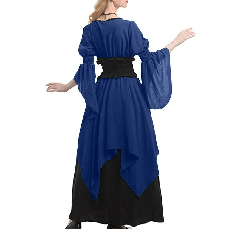 irish wedding dress blue Mythrojan Traditional Irish Celtic Dress : Chemise and Over Dress Medieval Renaissance Costume SCA LARP : Blue main image 0