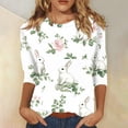 thumbnail image 2 of Pxiakgy T-Shirts de Pâques en Solde pour Femmes, T-Shirts Mode 2025 Décontractés Col Rond Manches 3/4 Amples Mignons T-Shirts Graphiques Drôles Lapin Mignon Pulls Tunique Blouse en Coton, 2 of 5