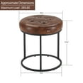 thumbnail image 3 of Duhome Elegant Lifestyle Modern Faux Leather Round Ottoman Stool Vanity Stool Button Tufted Metal Base,Yellowish Brown, 3 of 7