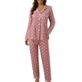 thumbnail image 2 of Xyxonk Women's Pajama Sets Polka Dot Button Lounge Set Pink Plus Size Long Sleeve Shirt and Womens Pajama Pants Soft Lounge Two Piece Homewear Light pink XL, 2 of 7