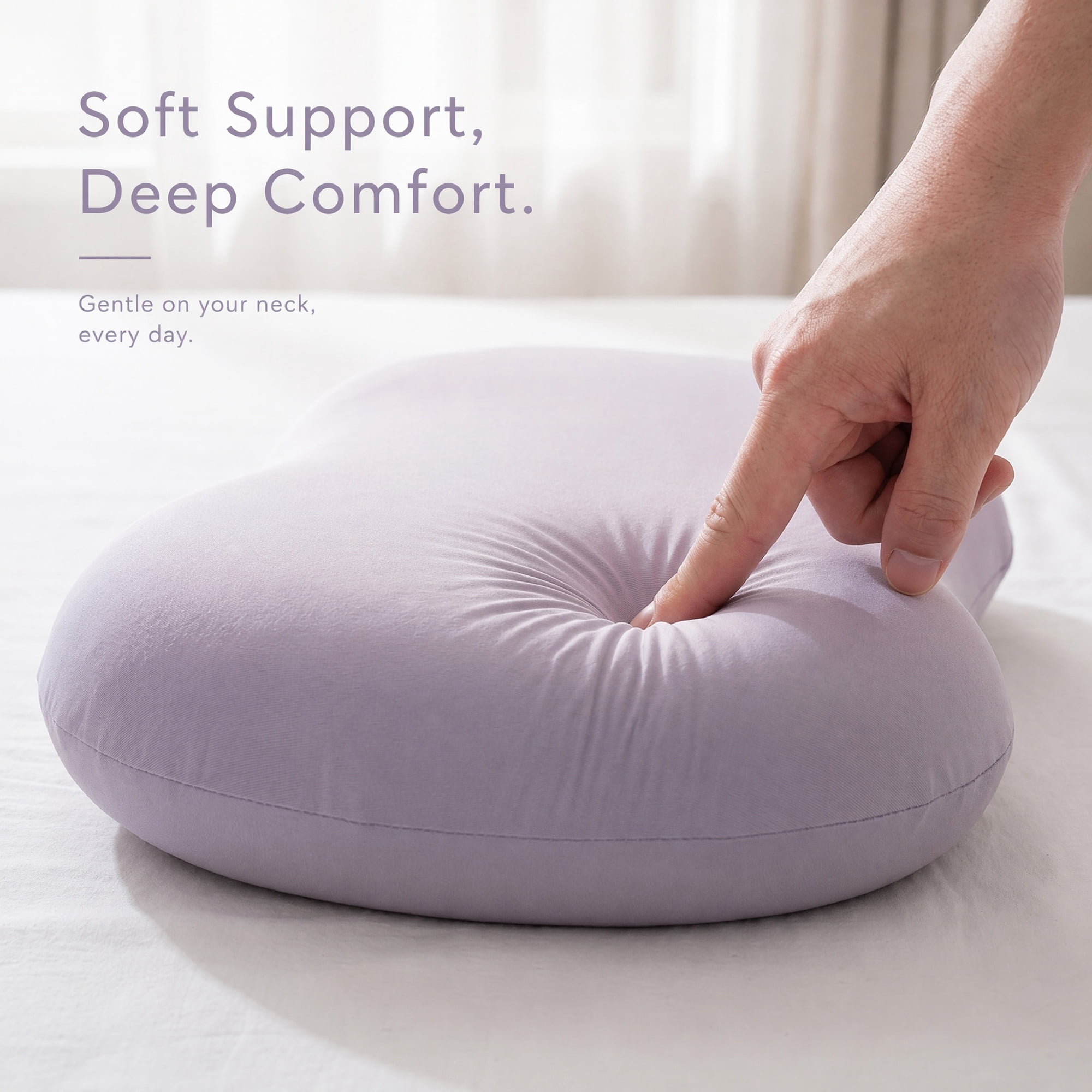 Unique Bargains Neck Pillow Cotton Cervical Support for Sleeping Purple 12.6"x7.9"x3.5"