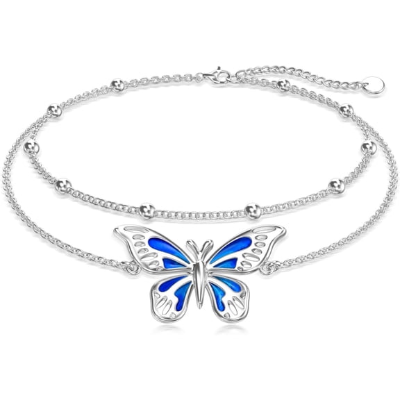 Dorunmo Butterfly Bracelet for Women Charm Link Bracelet Adjustable Butterfly Anklet Bracelet 925 Sterling Silver Anniversary Jewelry Birthday Gifts for Women,7 2 Inch
