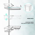 thumbnail image 2 of YIGII Shower Caddy Tension Pole - Corner Shower Shelves with Soap Holder (Stainless Steel, Silver, Floor to Ceiling 25-114.2 inch), 2 of 6