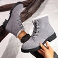 thumbnail image 4 of FRSASU Women's Snow Lace up Ankle Boots Lightweight Platform Warm Fur Winter Walking Shoes Gray, 4 of 8