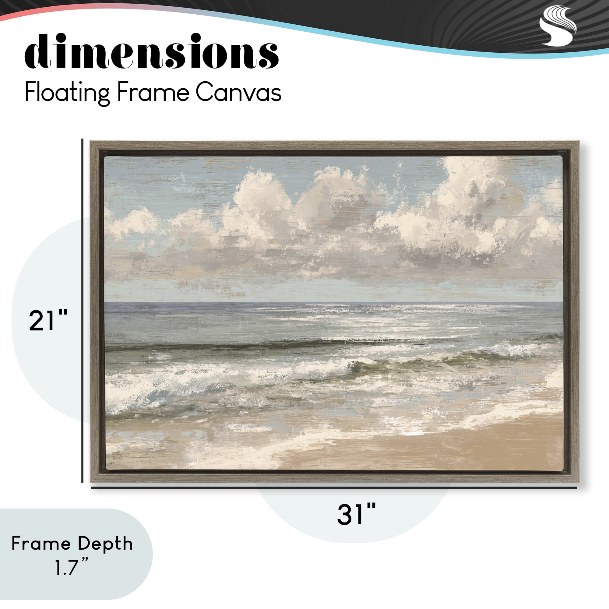 Stupell Industries Distressed Beach Horizon Brown Framed Floater Canvas Wall Art, design by Jacky Ngan
