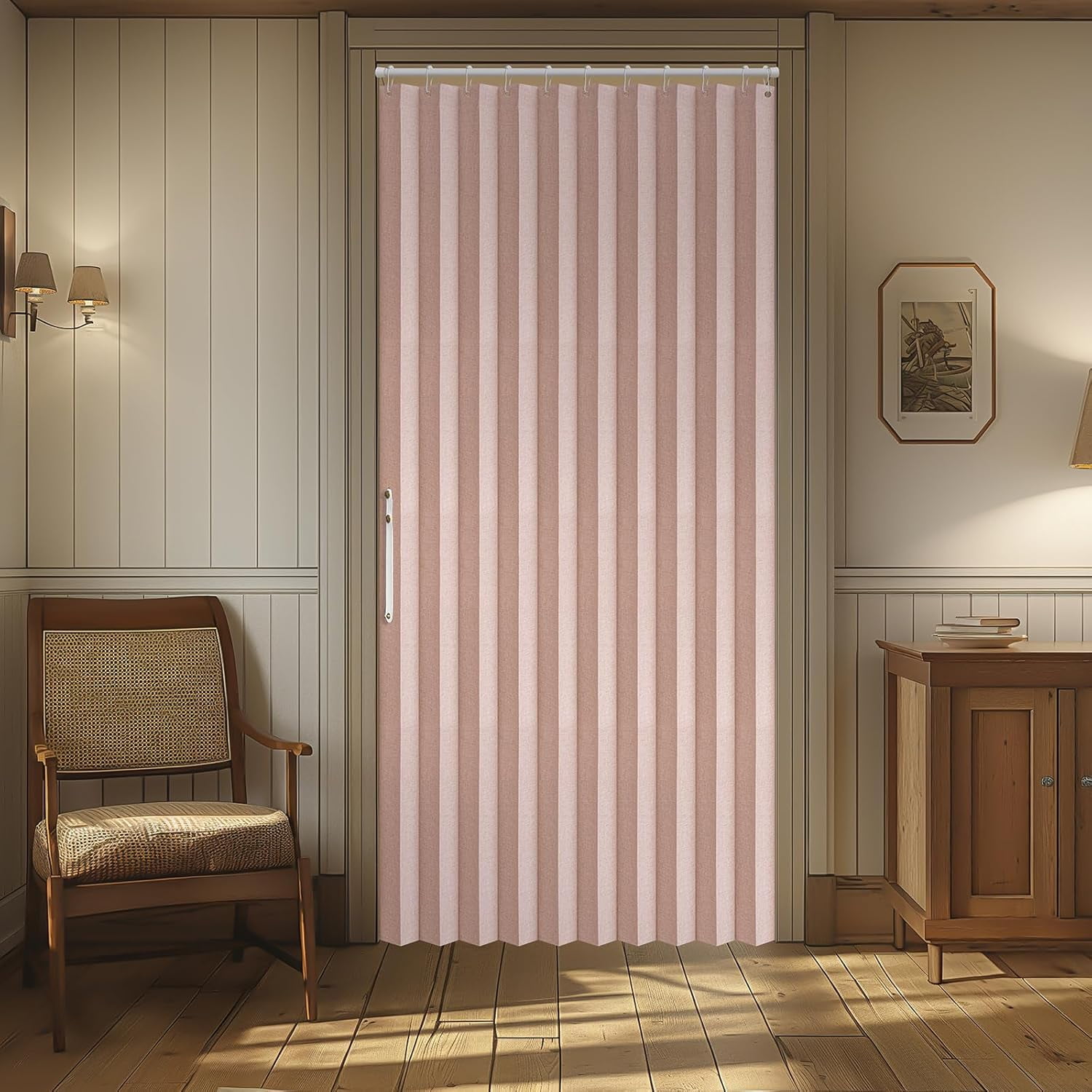 100% Blackout Magnetic Door Curtain Accordion Doors Interior Closet Door Curtain Invisible Applicable Bedroom Room Living Room Doorway (Black 42" W x 78" L) 1 Panel