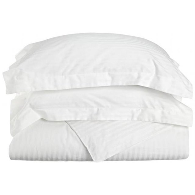 400 Thread Count Egyptian Cotton Full/ Queen Duvet Cover Set Stripe White