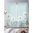 thumbnail image 3 of Daisy Flowers Sheer Curtains 96 Inch Length 2 Panels Set, Spring Floral Leaves Plants Light Blue Voile Window Treatment Semi Sheer Long Curtains Drapes for Bedroom/Living Room/Kitchen 52"x96"x2, 3 of 7