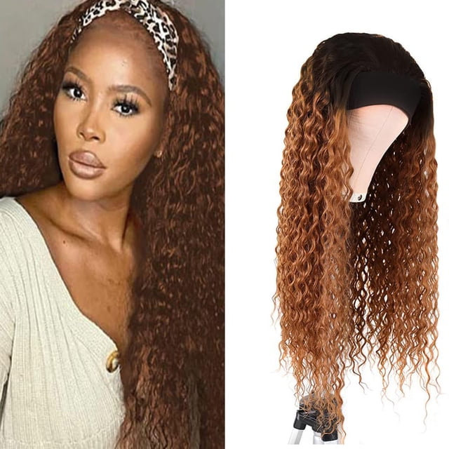 Peluca con diadema muaowig 1b30 Deep Wave, 100% cabello humano Remy, 22 pulgadas