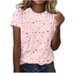 thumbnail image 1 of Camisetas Casuales de Mujer Día de San Valentín Impreso Cuello Tripulado Manga Corta, Top de Moda para la Fiesta Y Diario, 1 of 8