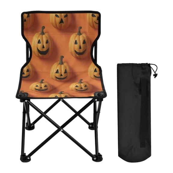 600D Oxford Camping Chair Portable Foldable Chair Supports 220 lbs for Picnic, Fishing, Backpacking 3d Pumpkin
