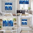 thumbnail image 6 of Blue Christmas Kitchen Curtains Sets for Windows 24 Inch Length, Xmas Tree Snowflake Watercolor Forest Rod Pocket Window Treatments Tier Curtains and Valances Set for Bedroom/Bathroom, 6 of 8