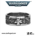 thumbnail image 5 of Starforged Black Templar Warhammer Ring of Crusader Vows Silver Empire Champion Ring, 5 of 5